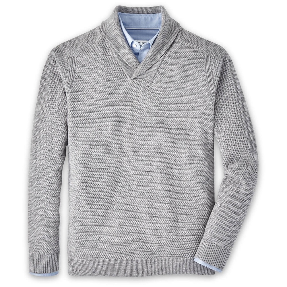 NWT - Peter Millar Men's Gale Grey Dempsey Shawl Pullover Sweater